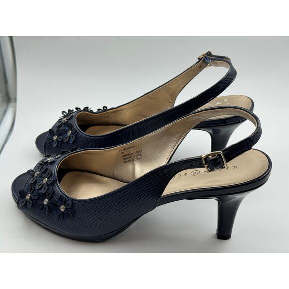 Karen Scott Womens Bronaa Peep Toe Slingback Classic Pumps Navy 8.5 m NEW - Picture 4 of 7